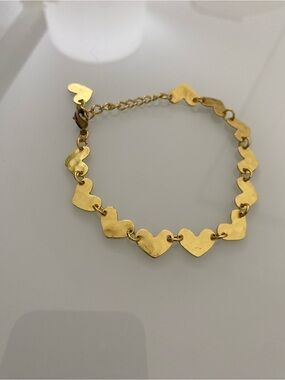 Gold Heart Link Bracelet - Women Jewelry
